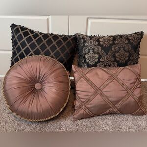 Elegant Black, Gold and Brown Decorative Pillow Set